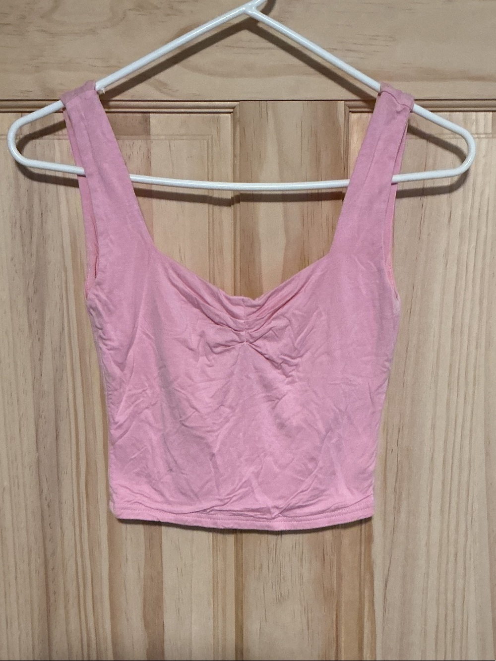 Arca Pink Cropped Tank with Ruched Front